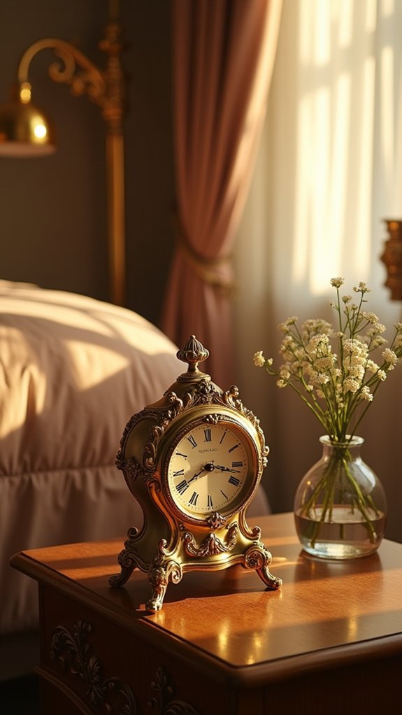 elegant gold bedside clocks