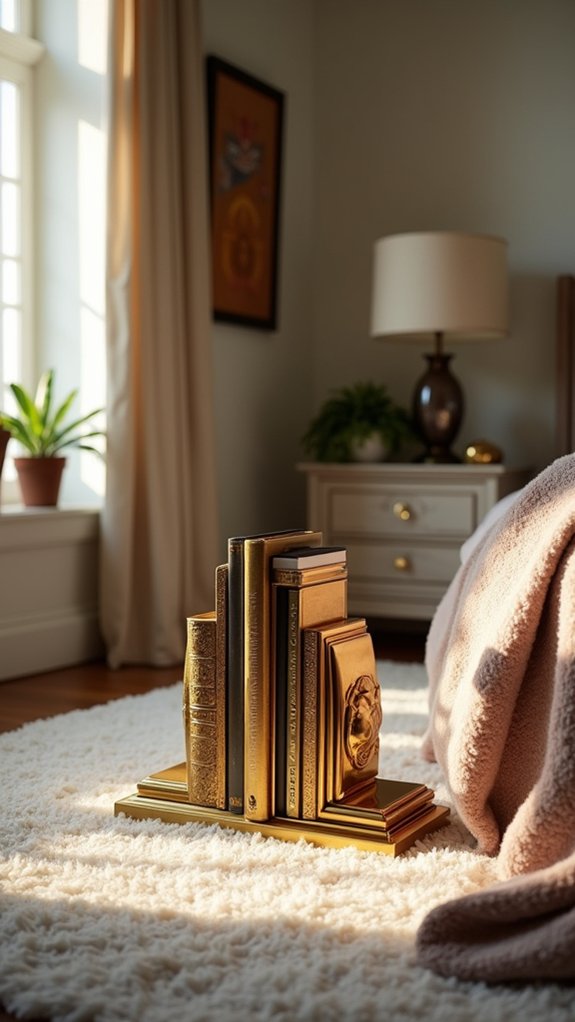 elegant gold bookends decor
