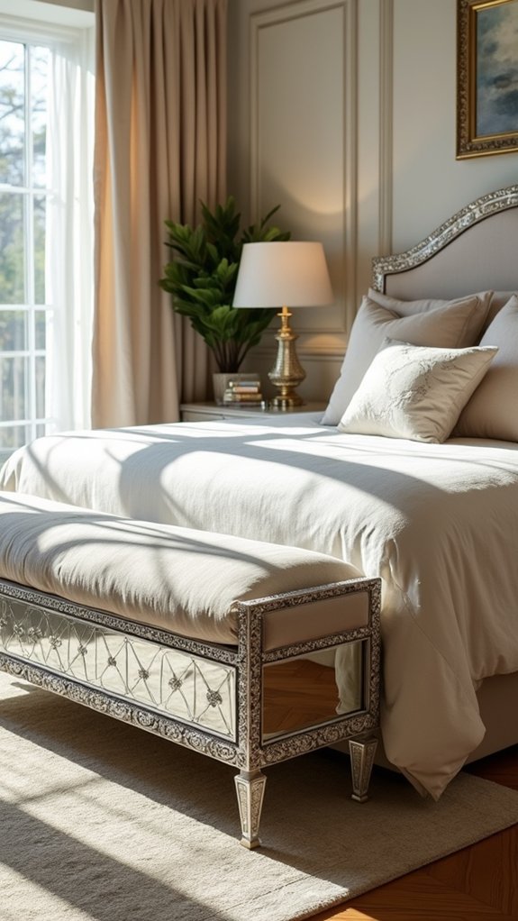 elegant mirrored bench accent