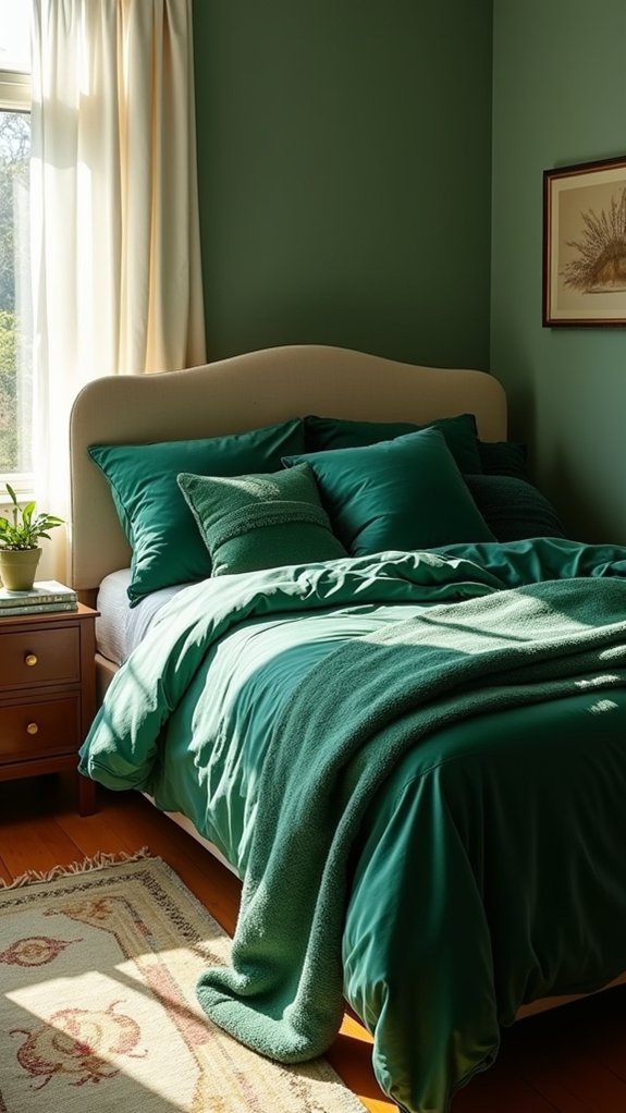 elegant textured green pillows