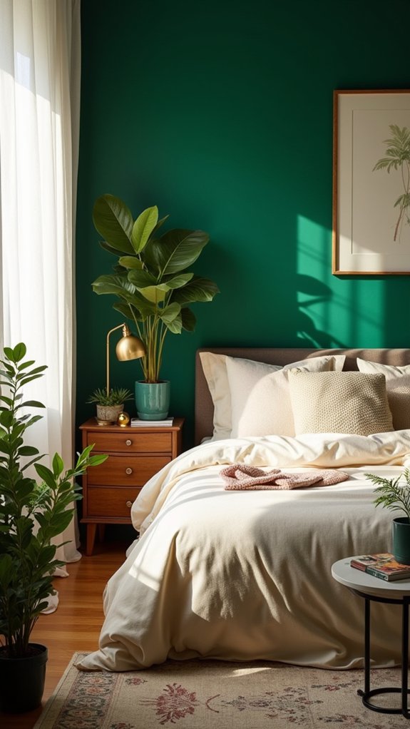 emerald green accent wall