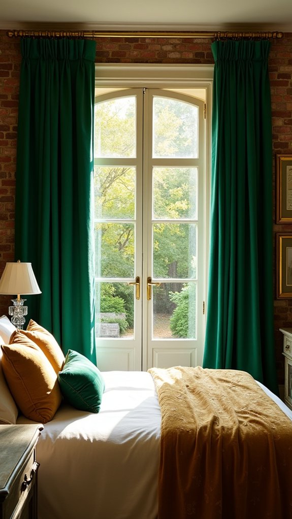 emerald green drapes elegance