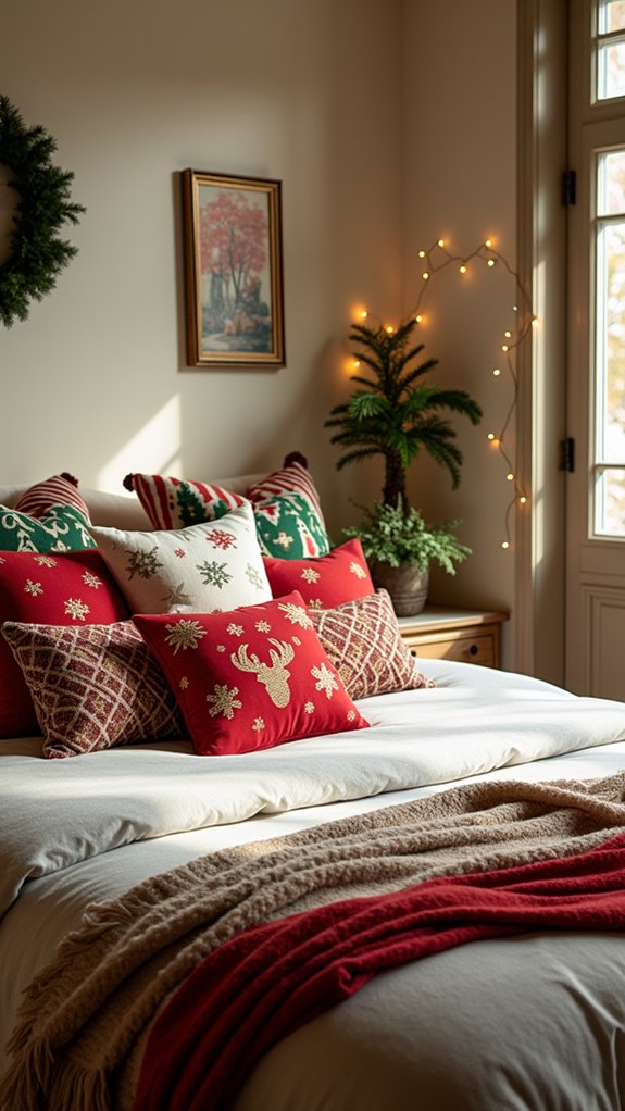 festive holiday pillow decor