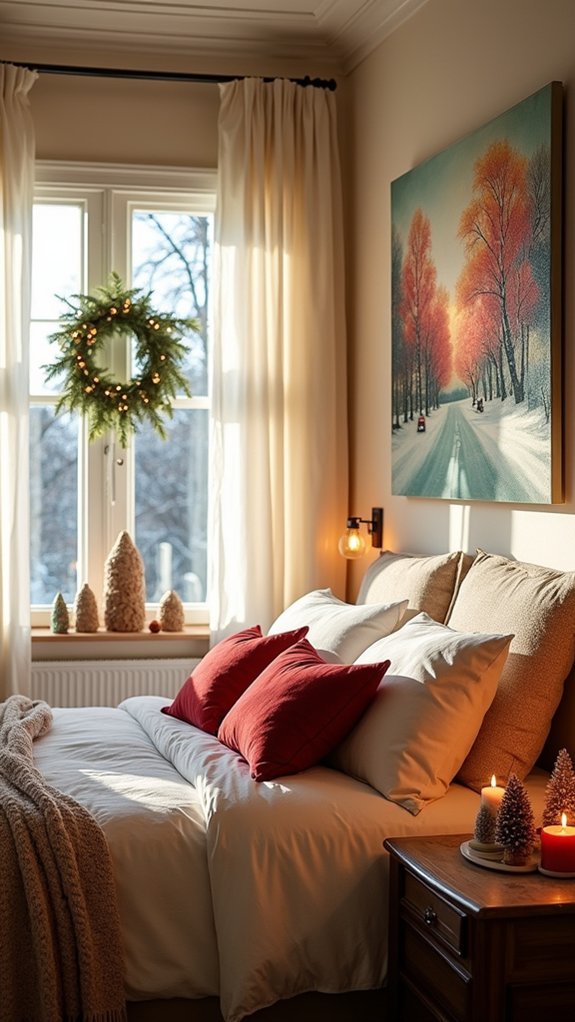 holiday themed artwork enhances ambiance