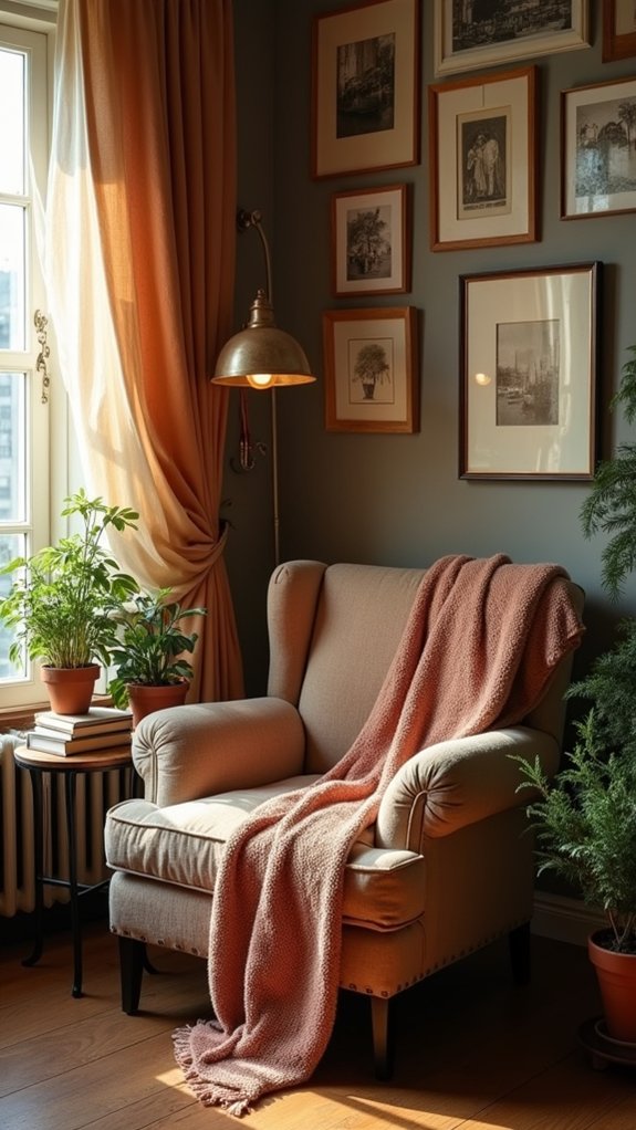inviting cozy reading space