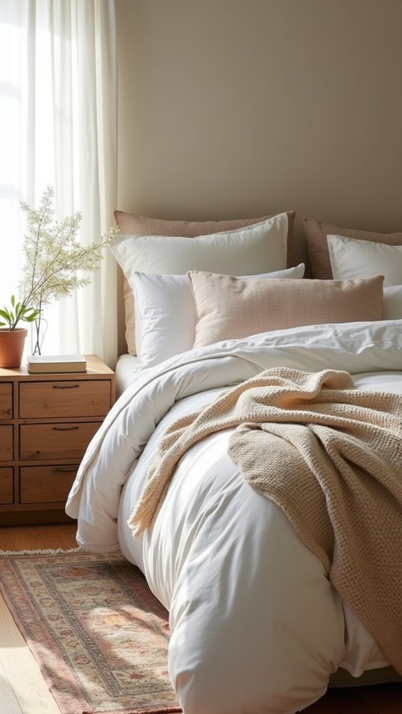 layered luxurious bedroom textiles