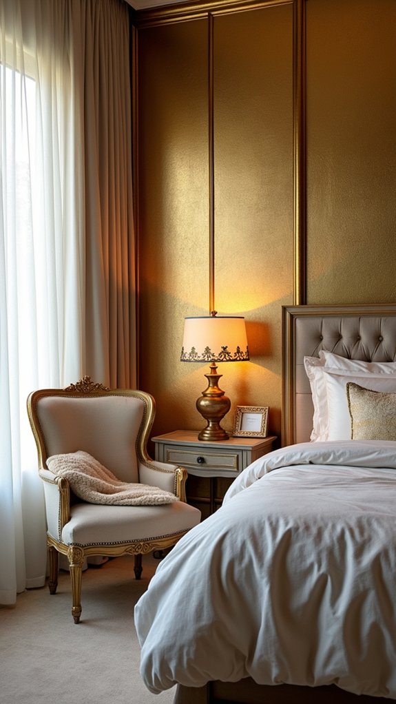 luxe metallic bedroom accents
