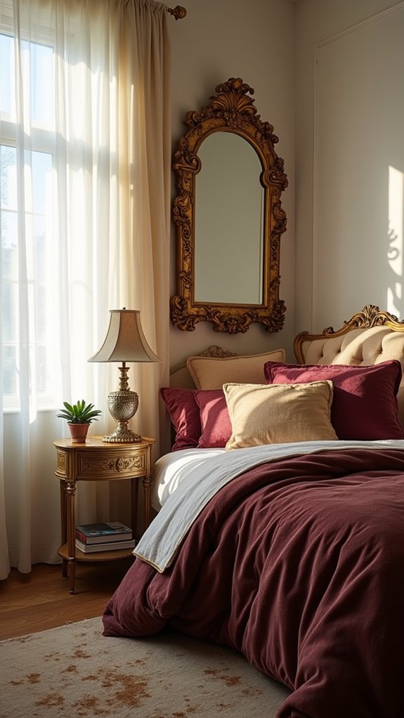 luxurious gold mirror accents