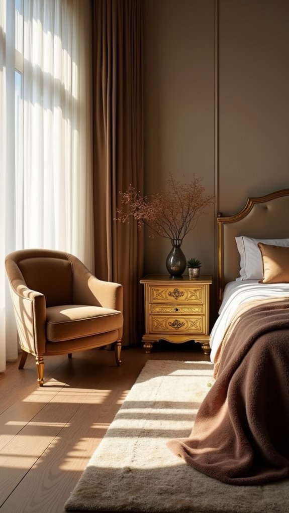 luxurious gold nightstands enhance aesthetics
