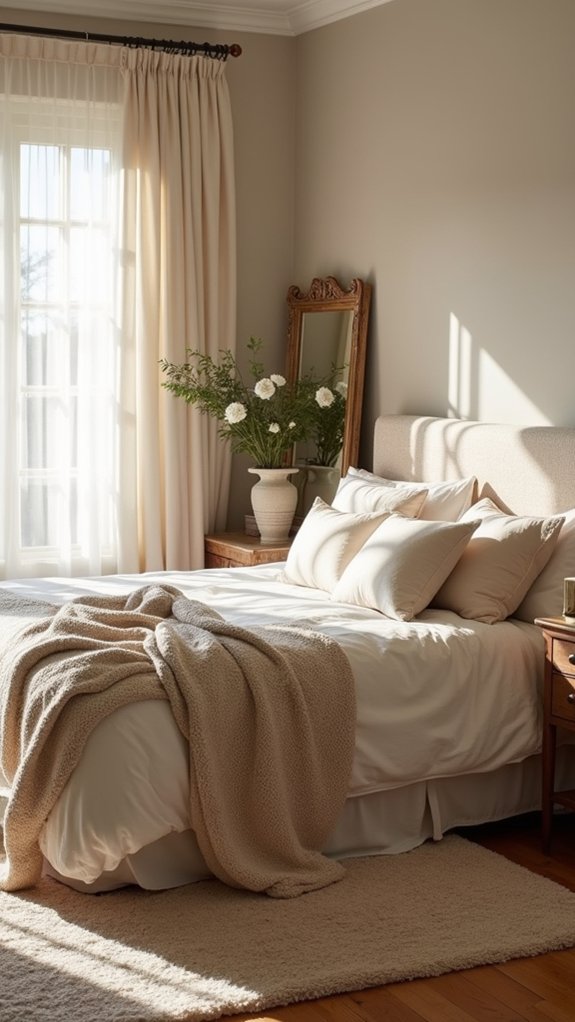 luxurious neutral bedroom layers