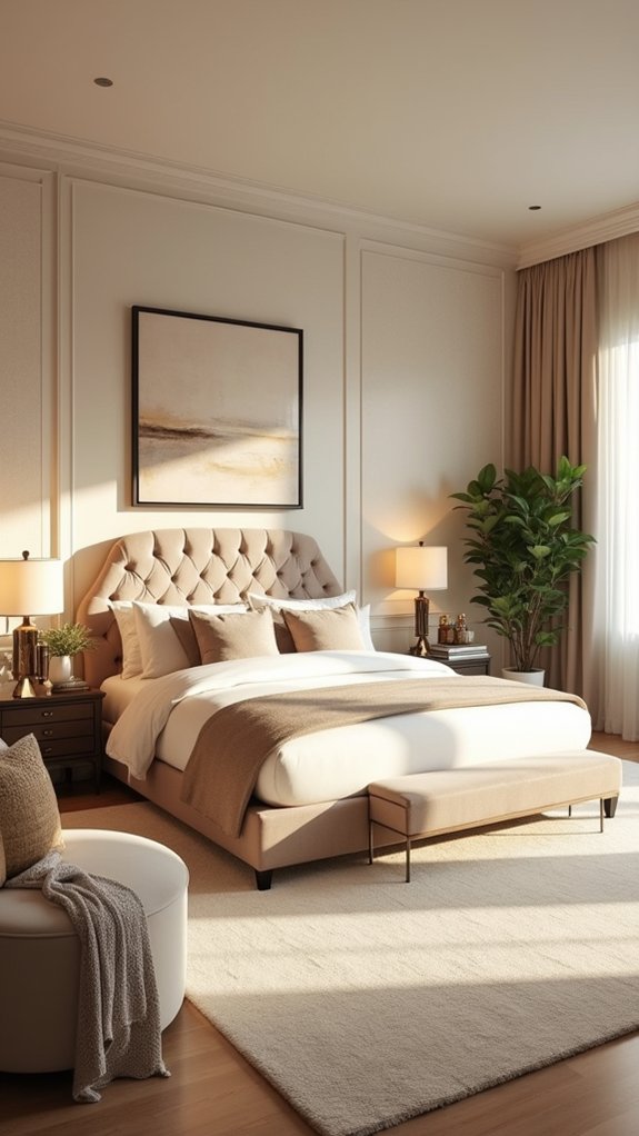 luxurious neutral glamour bedroom