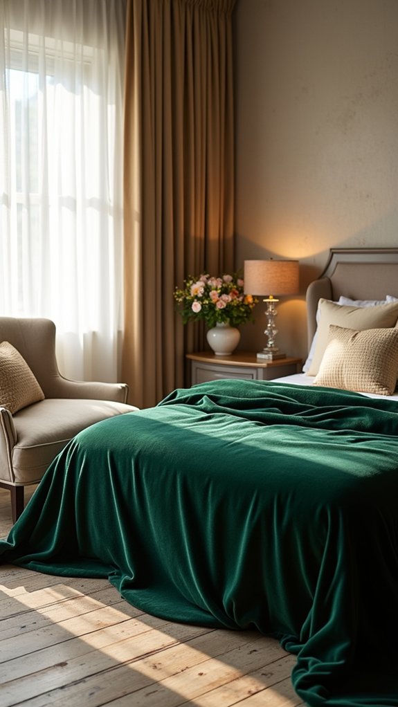 luxurious velvet bedroom accents