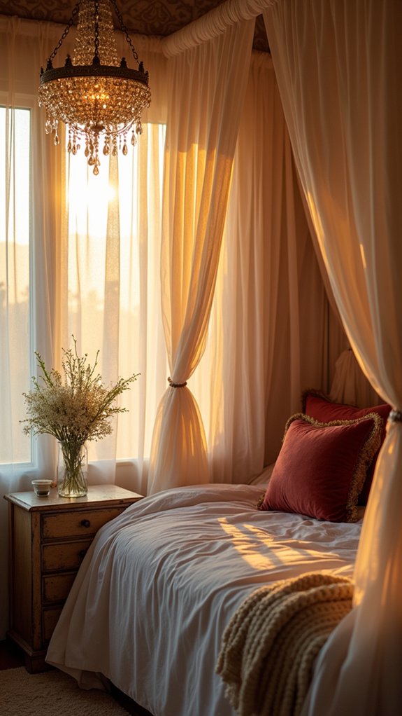 luxury crystal canopy bed