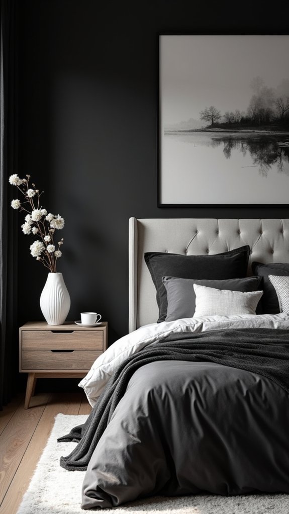 sleek monochrome bedroom elegance