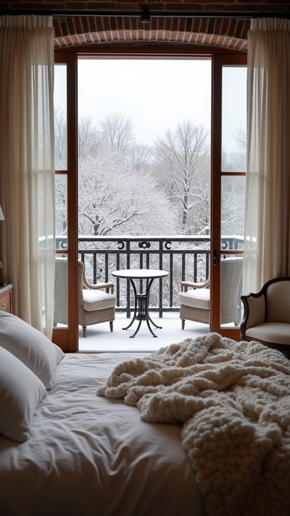 snowy balcony retreat bliss