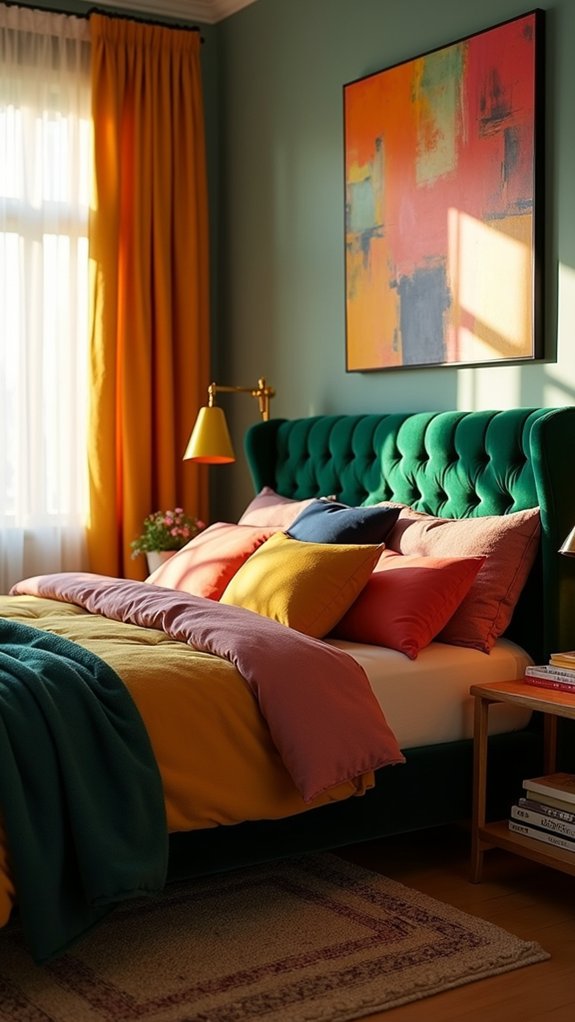 vibrant bedroom color accents