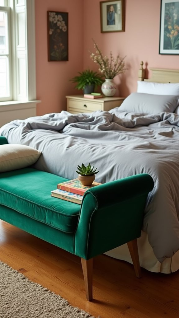 vibrant chic velvet bench