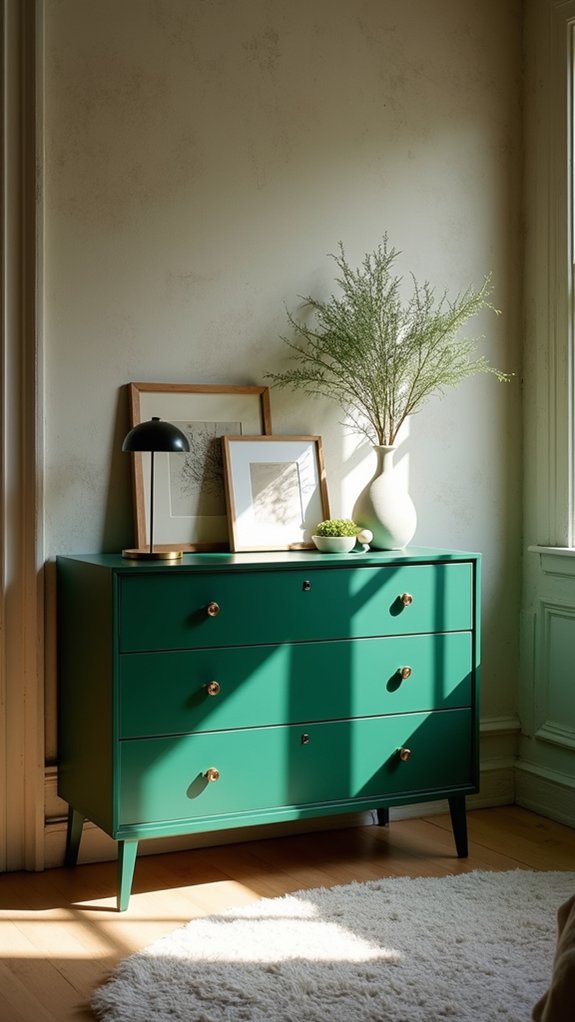 vibrant emerald green dresser