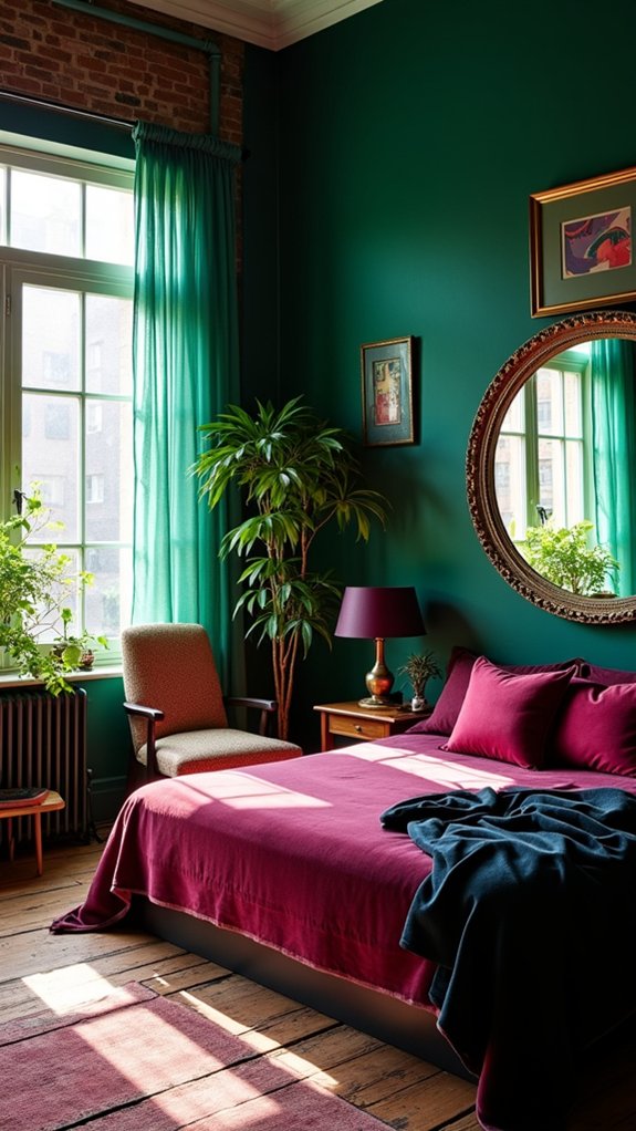 vibrant jewel toned bedroom decor