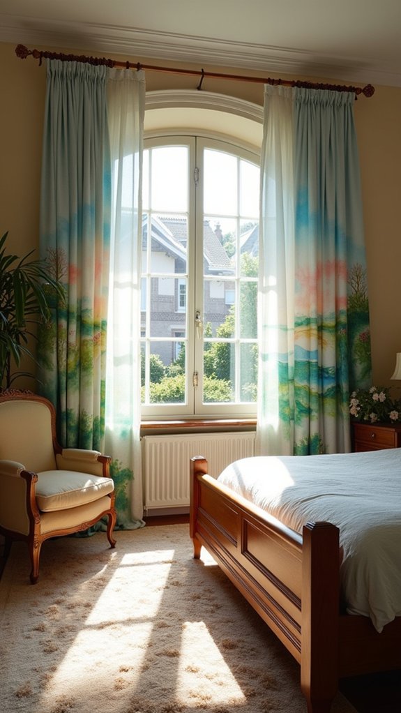 vibrant watercolor curtain accents