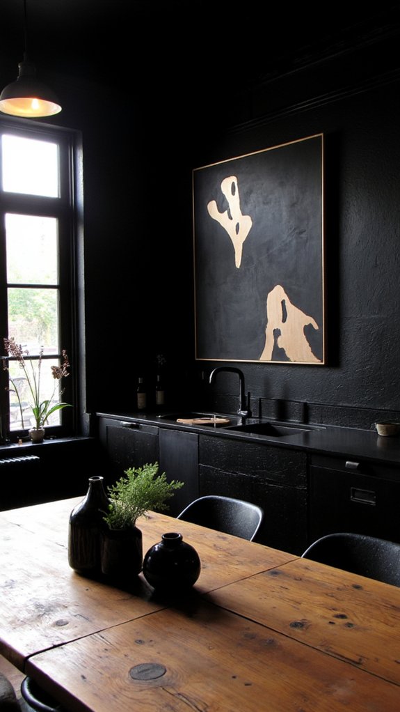 artistic black kitchen decor