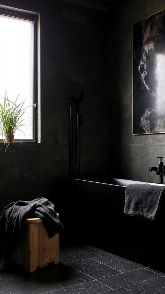artistic contrast in bathrooms