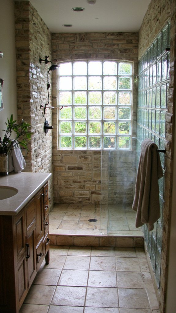 artistic glass block showers