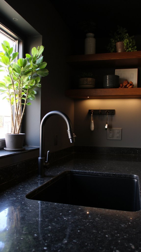 black fixtures enhance elegance