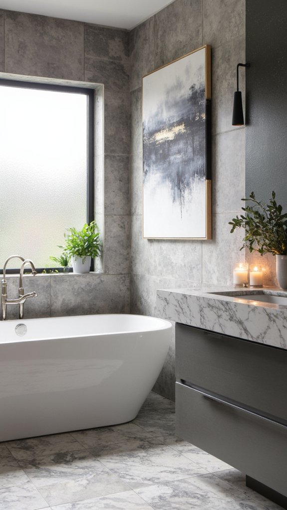 bold artwork enhances bathrooms