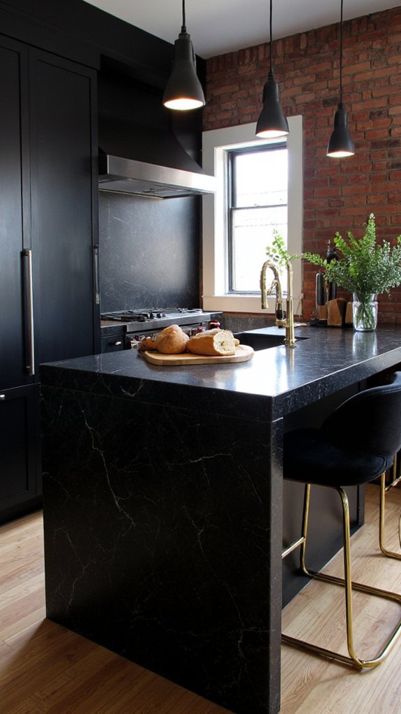 bold black kitchen centerpiece