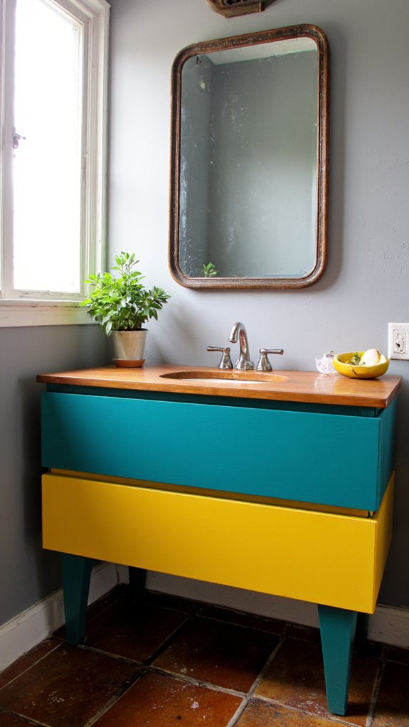 bold colorful bathroom vanities