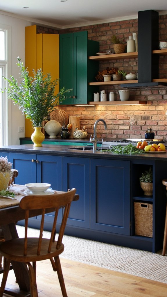 bold colors enhance kitchens