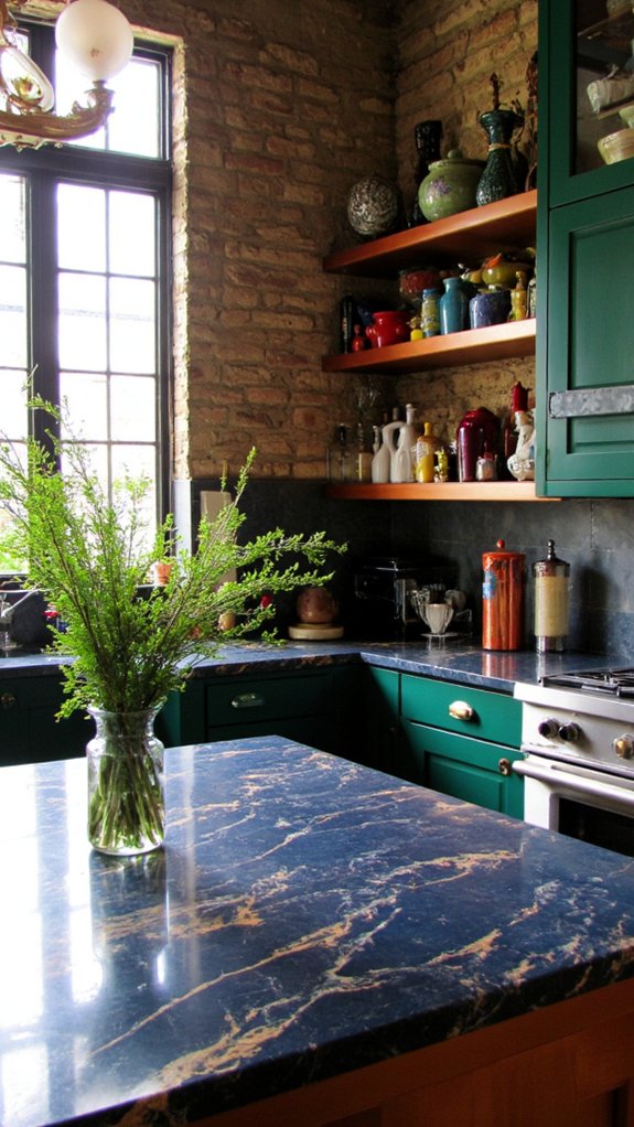 bold colors enhance kitchens