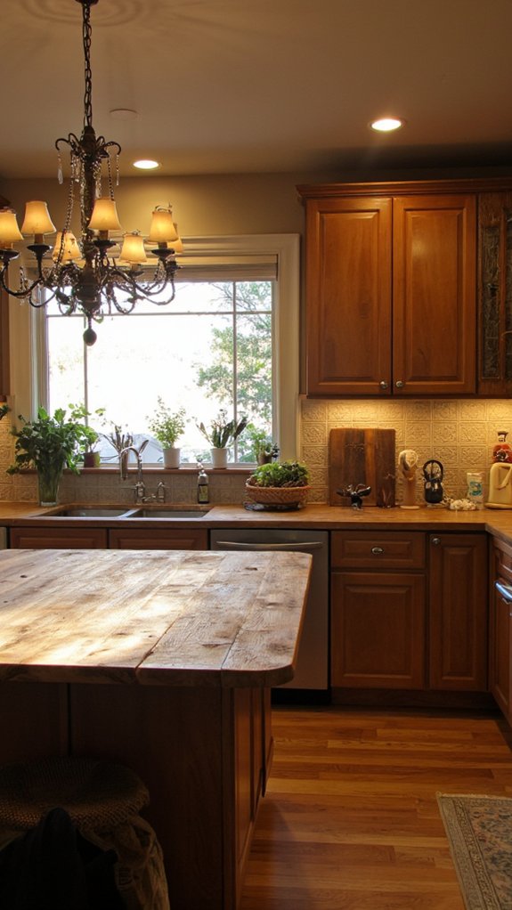 bold multi tiered kitchen lighting