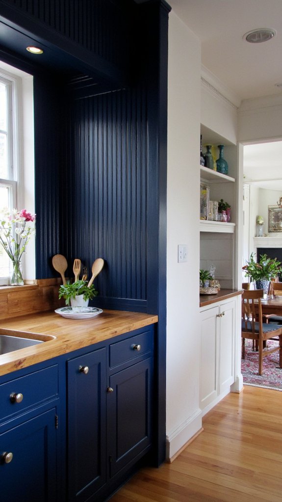 bold navy blue accents