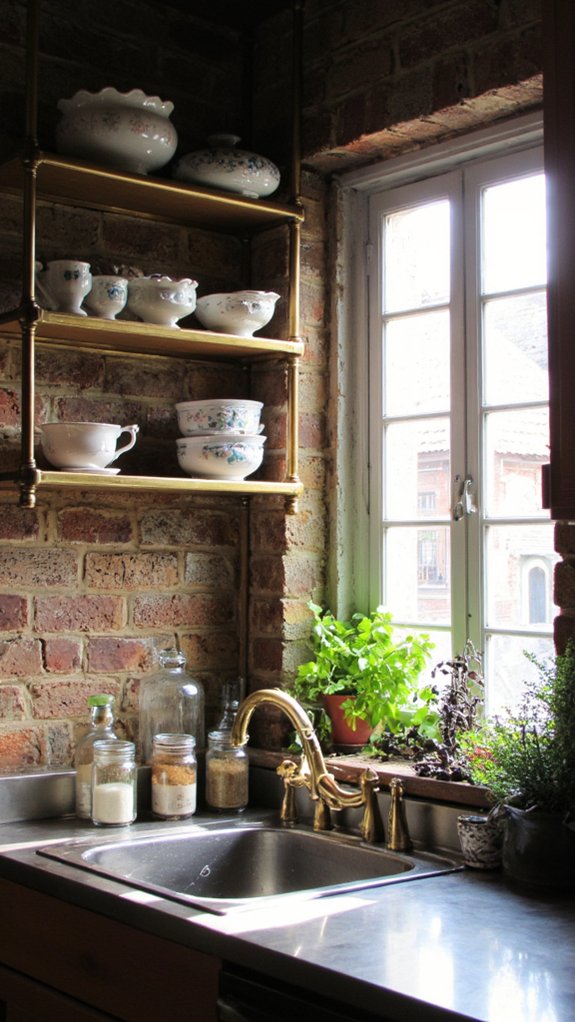 brass accents enhance design