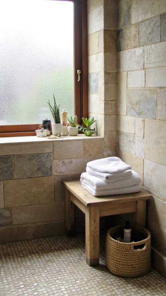 built in storage shower bench