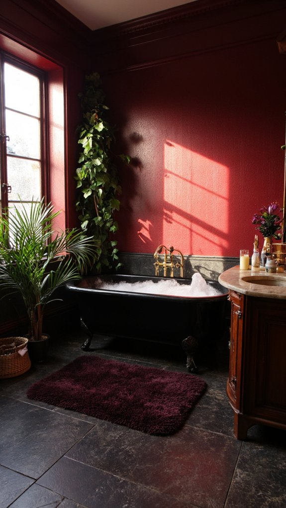 burgundy luxury bathroom retreat
