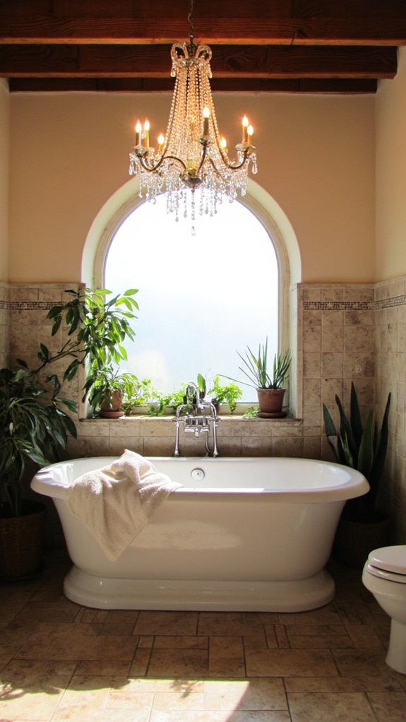 chandelier enhances shower elegance