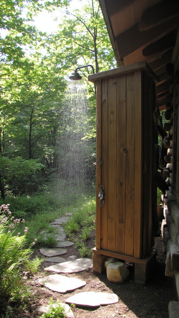 charming outdoor wooden shower
