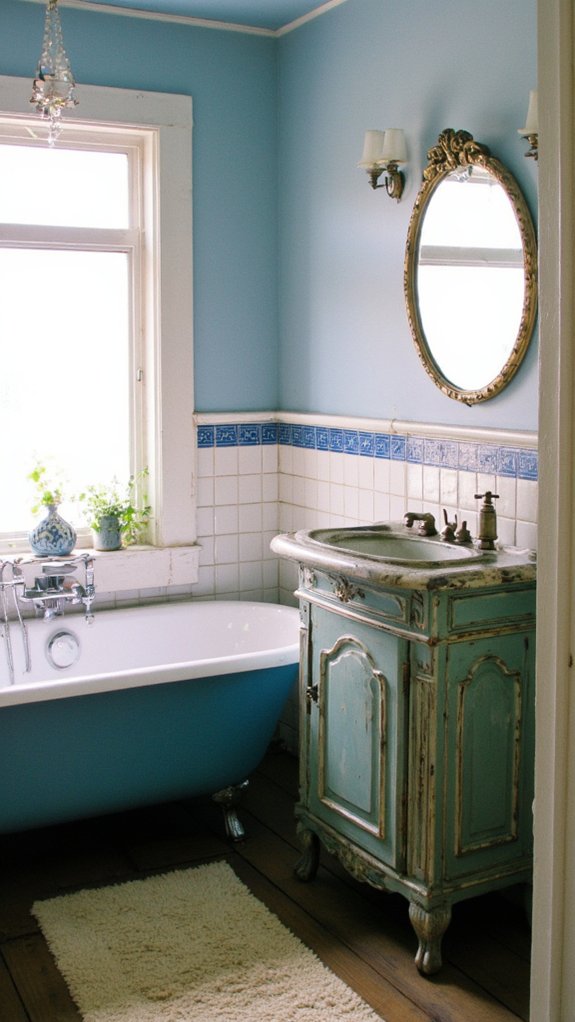 charming vintage blue fixtures