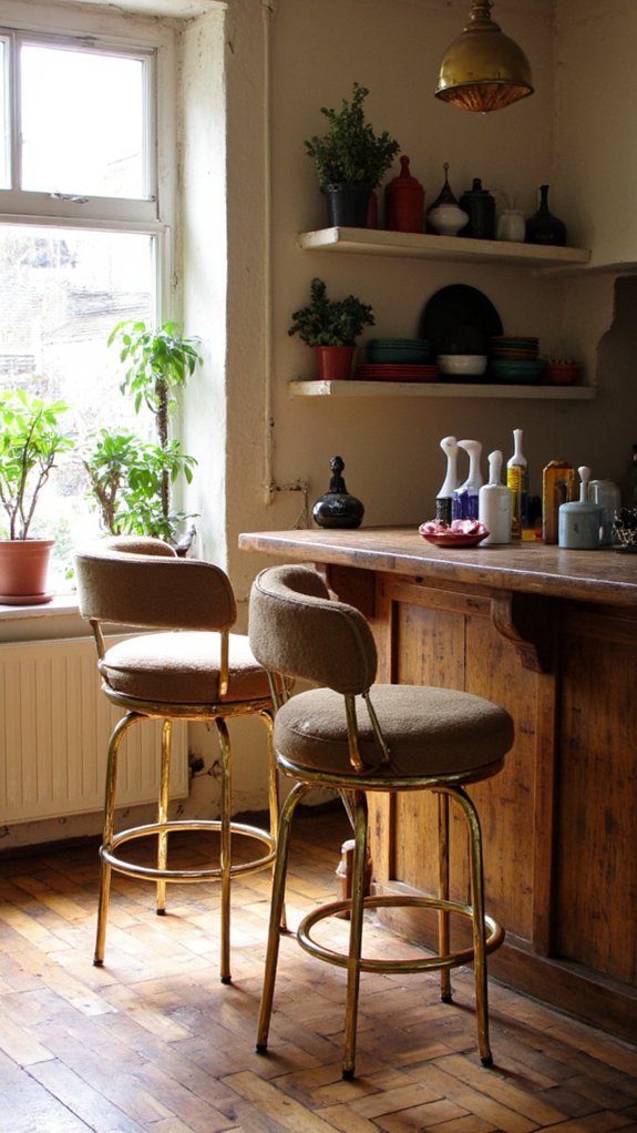 chic brass accented bar stools