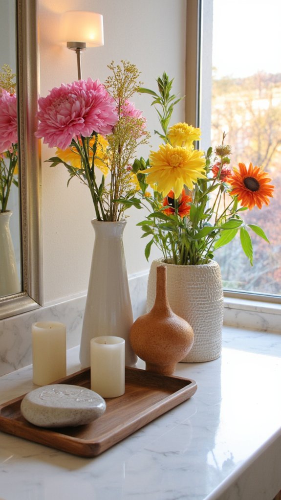 chic vases with fresh blooms