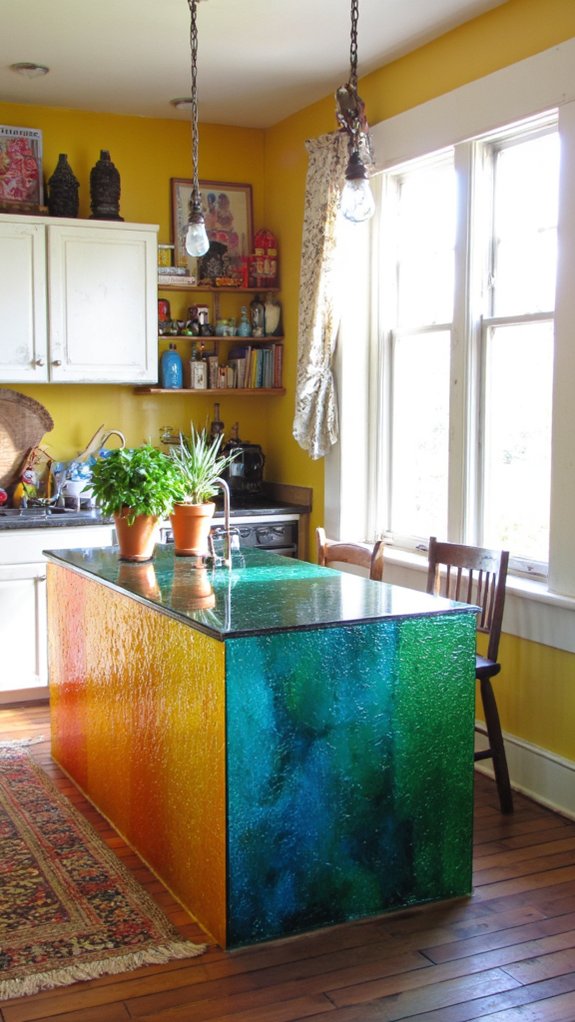 colorful glass waterfall elegance