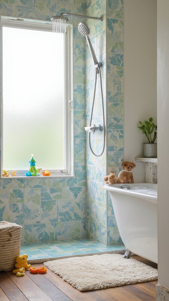 colorful playful shower experience