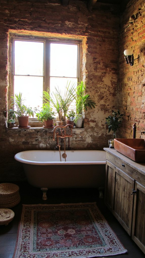 copper accents enhance bathrooms