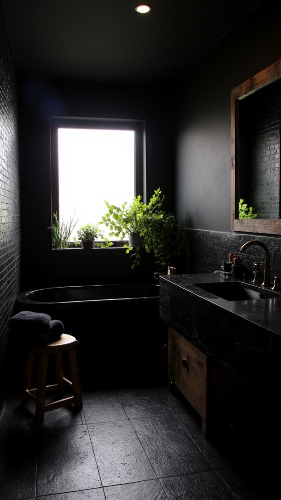 cozy luxurious black bathroom