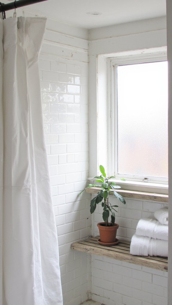 cozy shower nook shelving