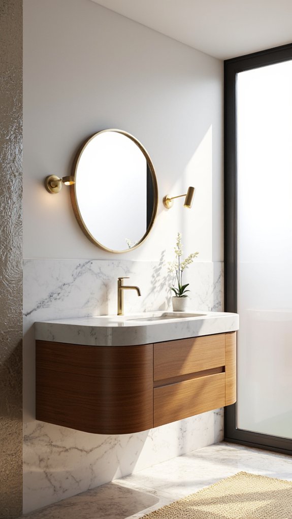 curved contemporary floating vanity