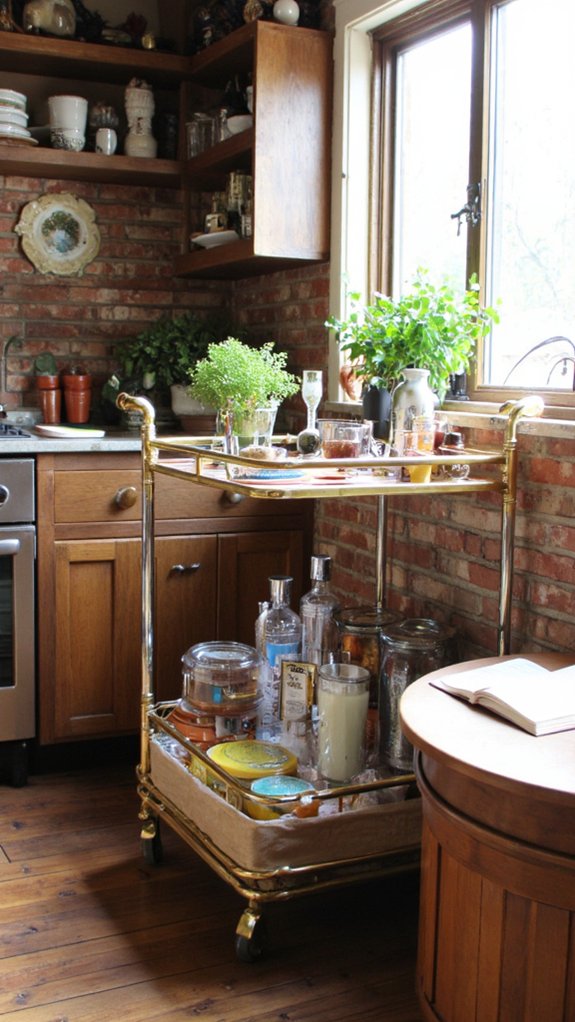 diverse metal bar cart